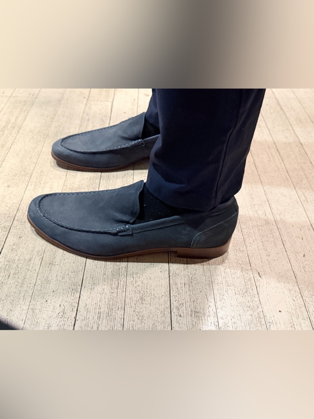 Aldo Dark Navy Textured Slip-On Loafers